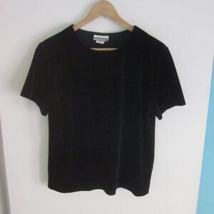 VINTAGE 1960's Black Velvet Top Velour Pullover Tee Size M  40" Bust Made in USA